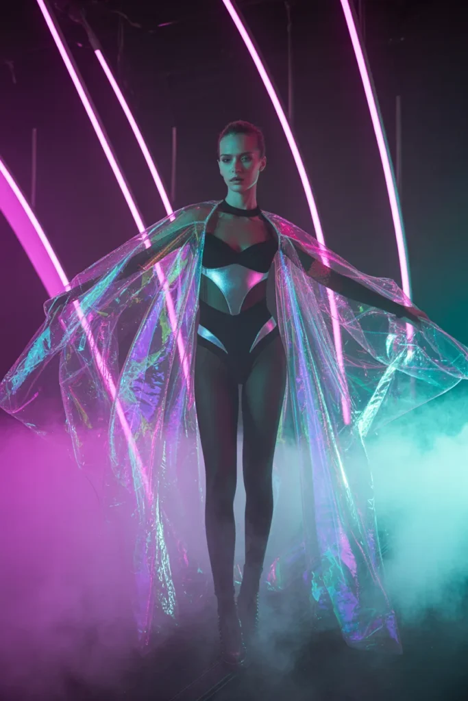 Dramatic Sheer Cape Rave Ensemble