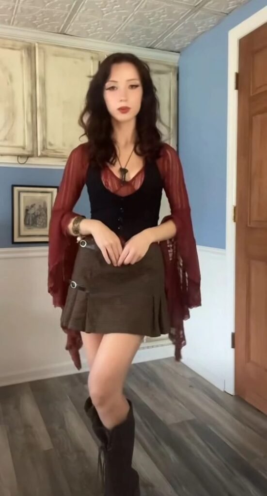 Sheer Cardigan Over Velvet Tank Top