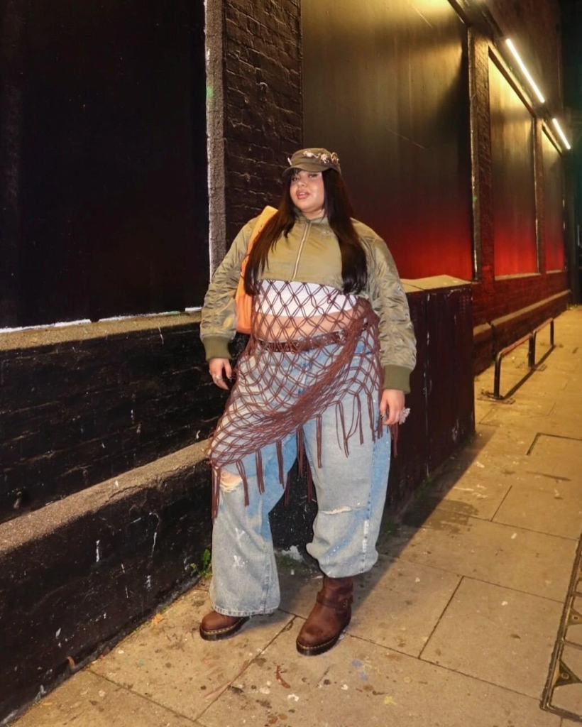 Edgy Quilted Jacket with Fringe Belt
