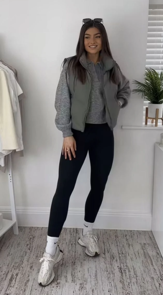 Layered Neutrals with Sporty Edge
