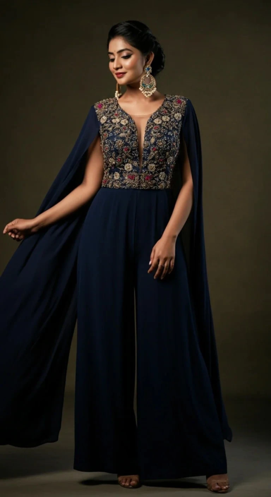 Modern Jumpsuit with Cape Detail
