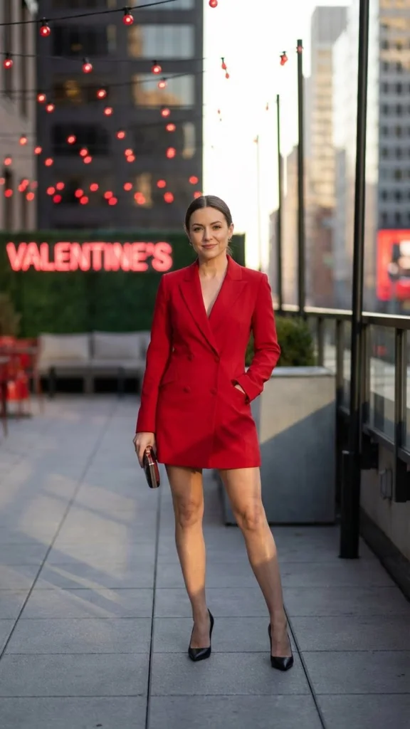 11. Red Blazer Dress + Pointed Toe Heels