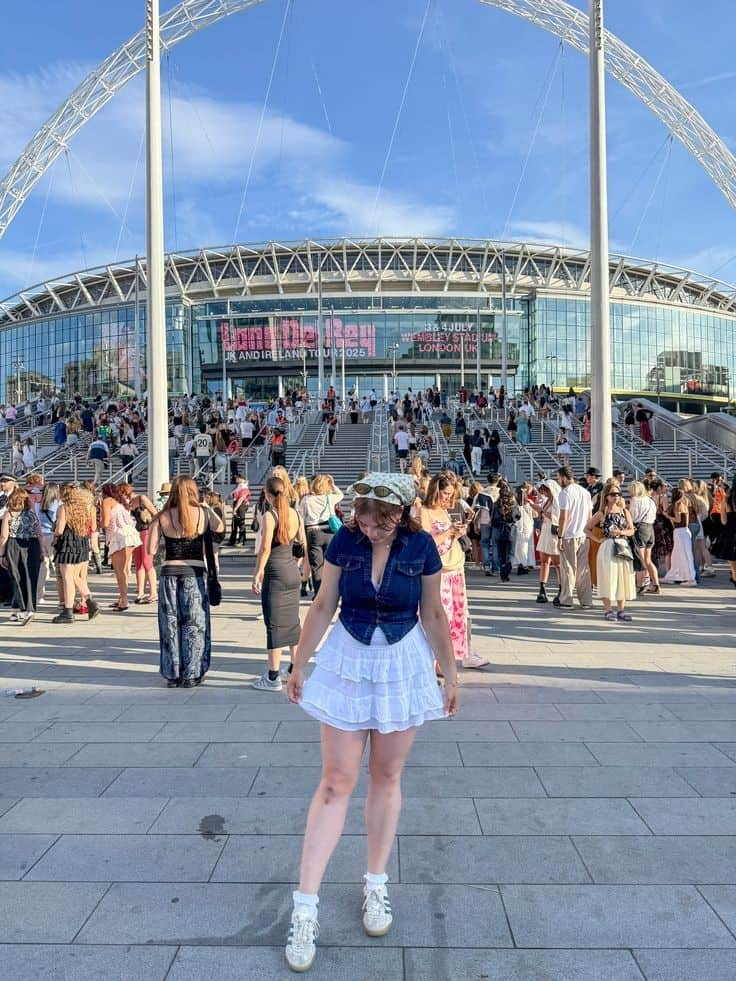 Denim and White Ruffles Ensemble
