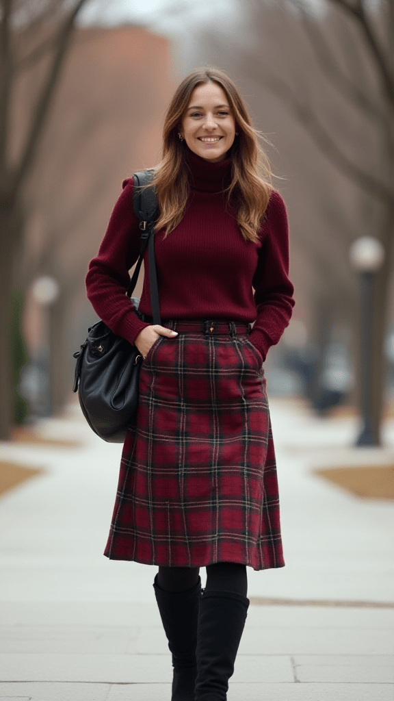 Plaid Skirt and Turtleneck
