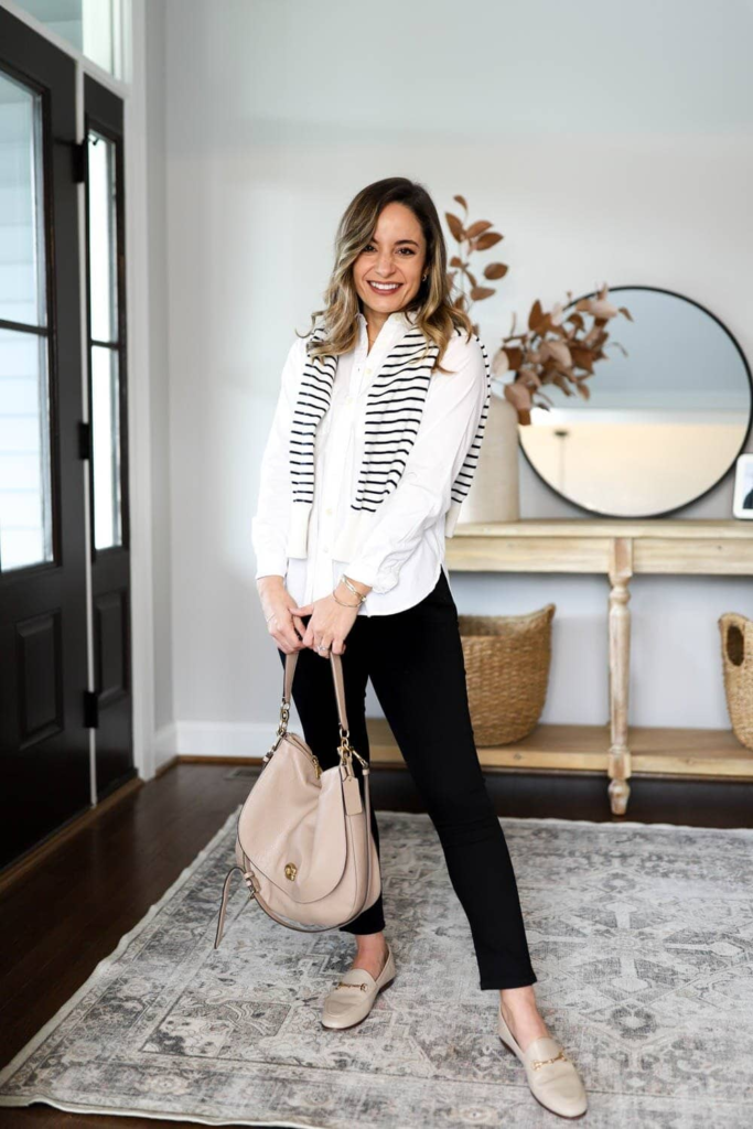 Crisp Monochrome with Striped Accent