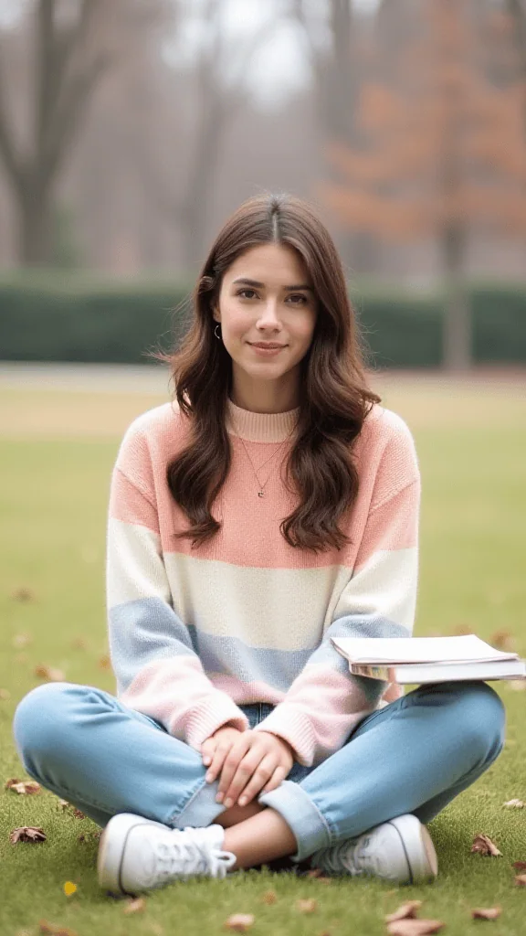 Colour block Sweater and Mom Jeans