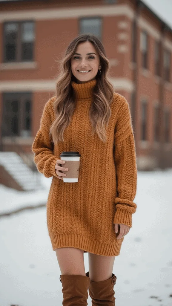 Sweater Dress and Knee-High Boots