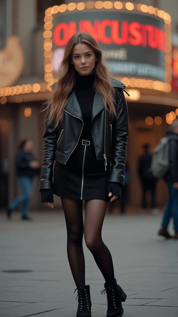 Leather Jacket and Mini Skirt