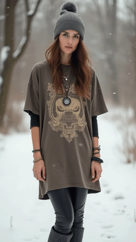 Oversized Band Tee and Leggings
