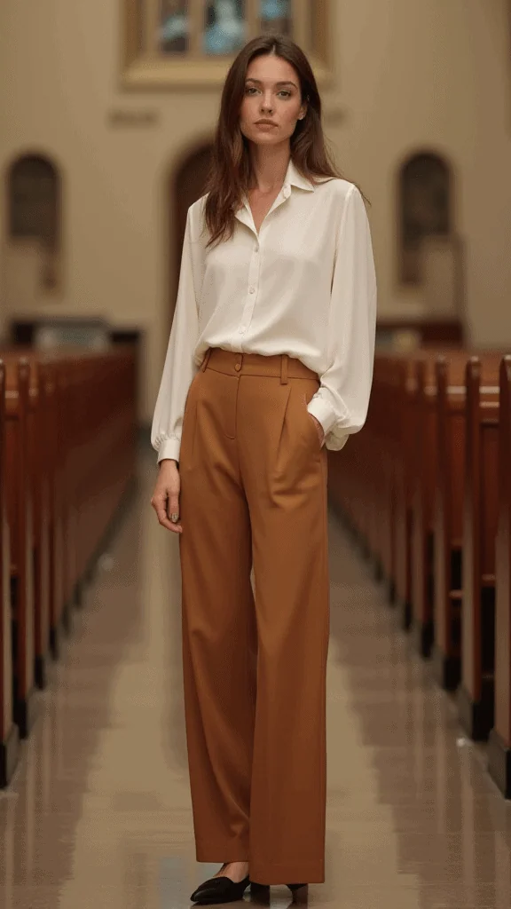 Wide-Leg Trousers and Blouse