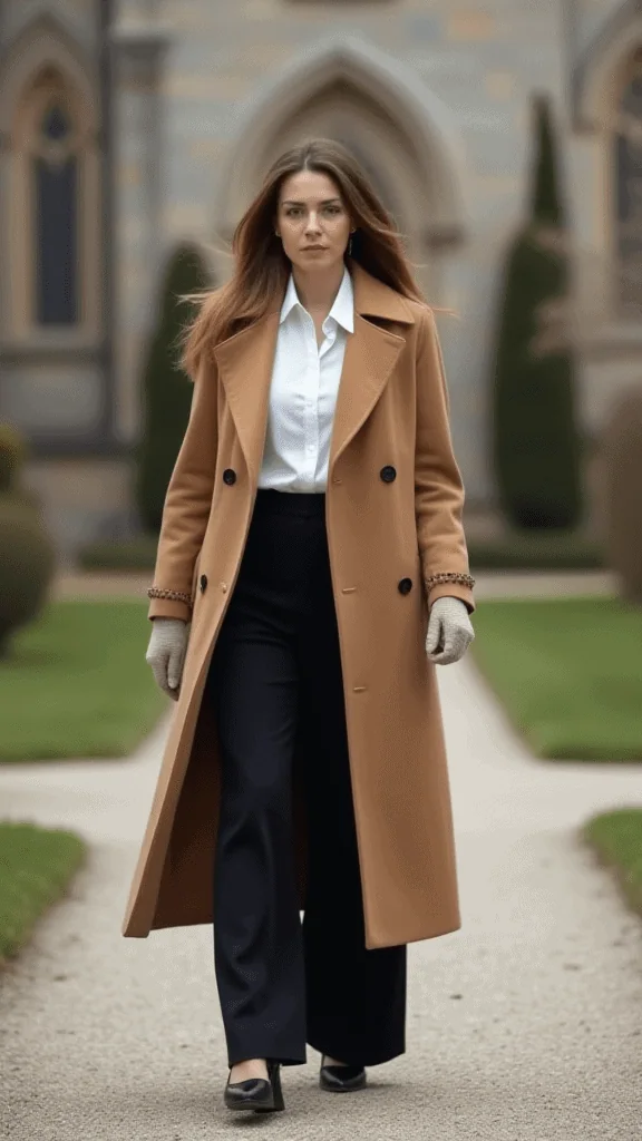 Wrap Coat and Dress Pants
