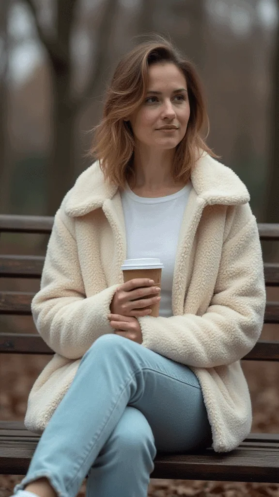 Sherpa Jacket and Mom Jeans