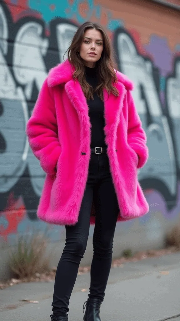 Colorful Faux Fur Coat