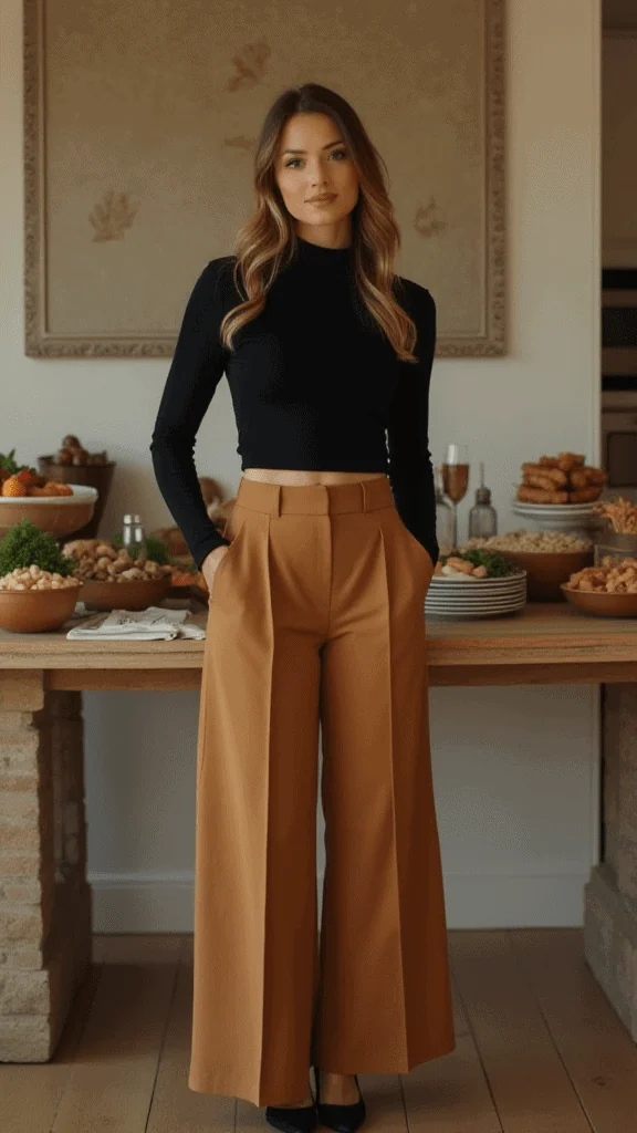 Wide-Leg Trousers and Crop Top
