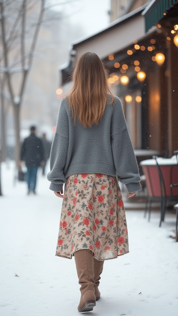 Midi Skirt and Slouchy Boots