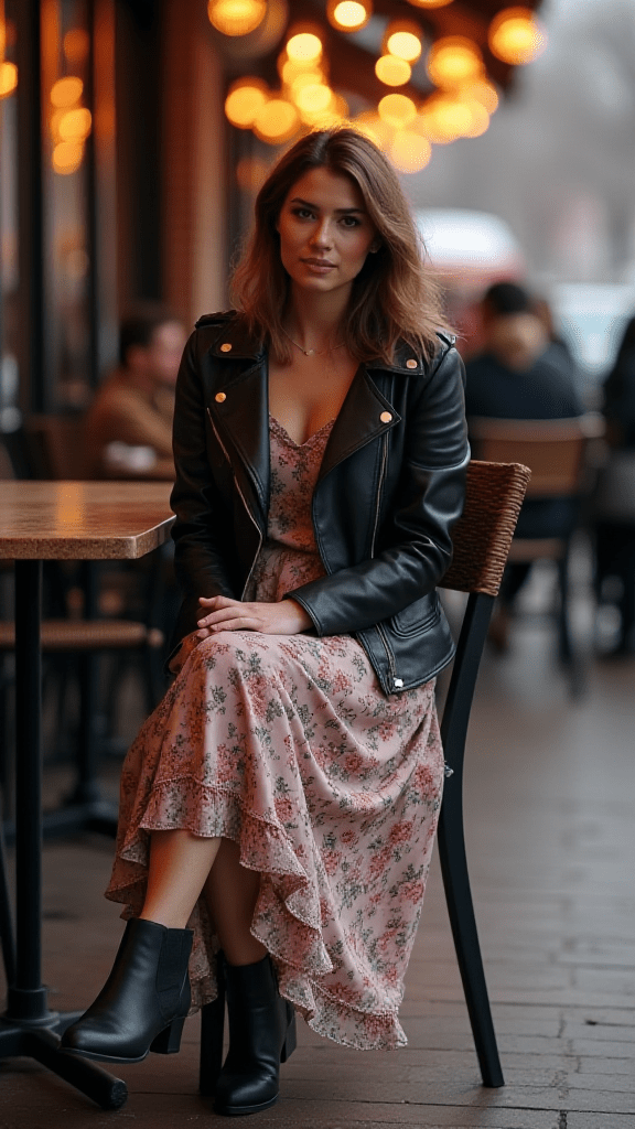 Maxi Dress and Moto Jacket
