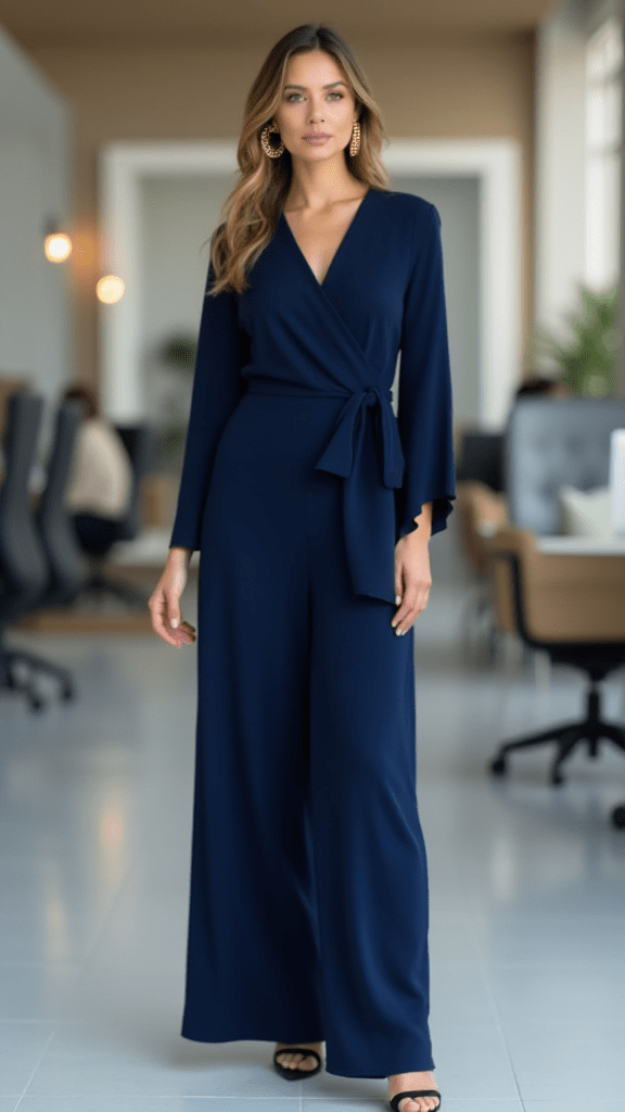 Sleek Jumpsuit and Statement Earrings
