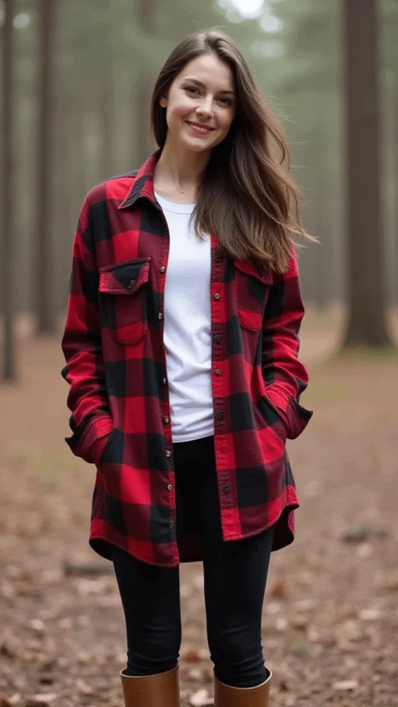 6. Flannel Shirt and Leggings
