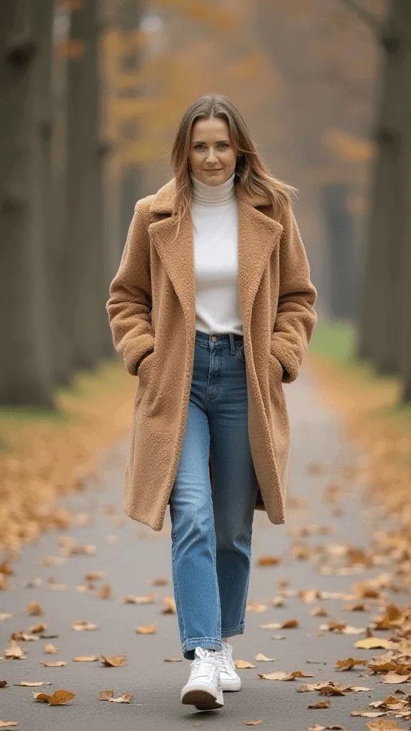2. Teddy Coat and Jeans