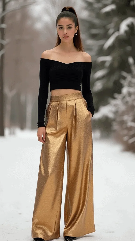 Metallic Palazzo Pants
