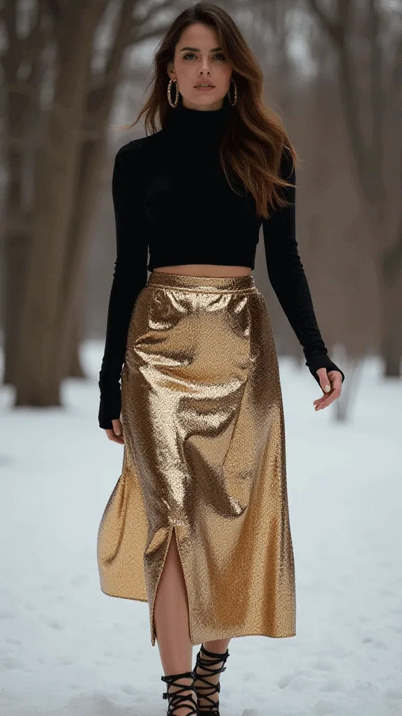 Sequin Midi Skirt and Crop Top
