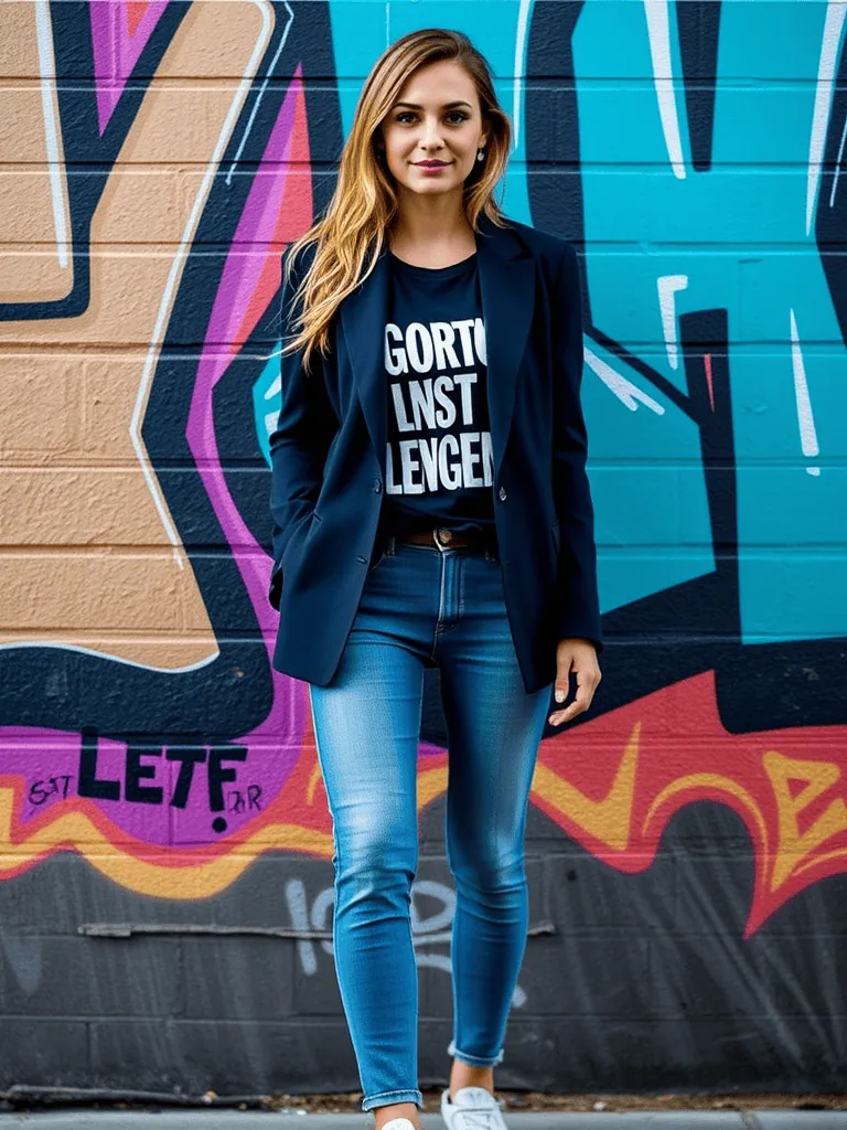 9. Blazer and Graphic Tee