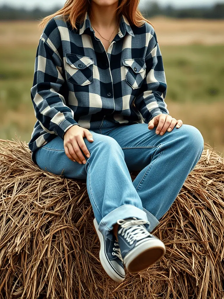 11. Plaid Shirt and Boyfriend Jeans