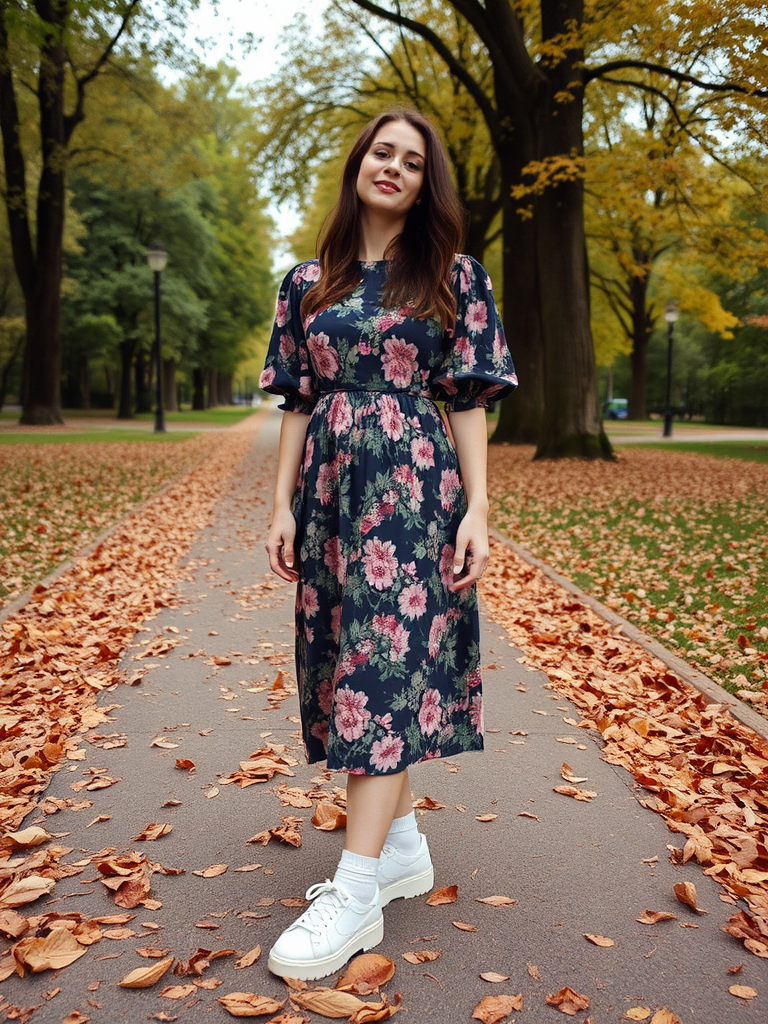 11. Midi Dress and Chunky Sneakers
