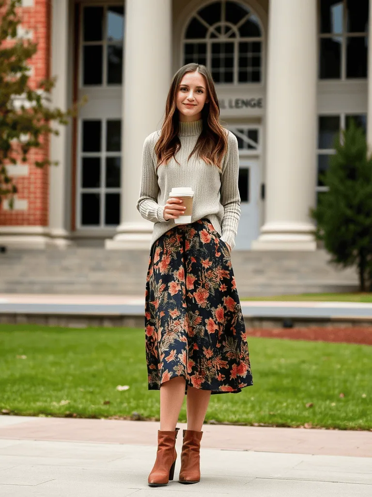 4. Midi Skirt and Turtleneck