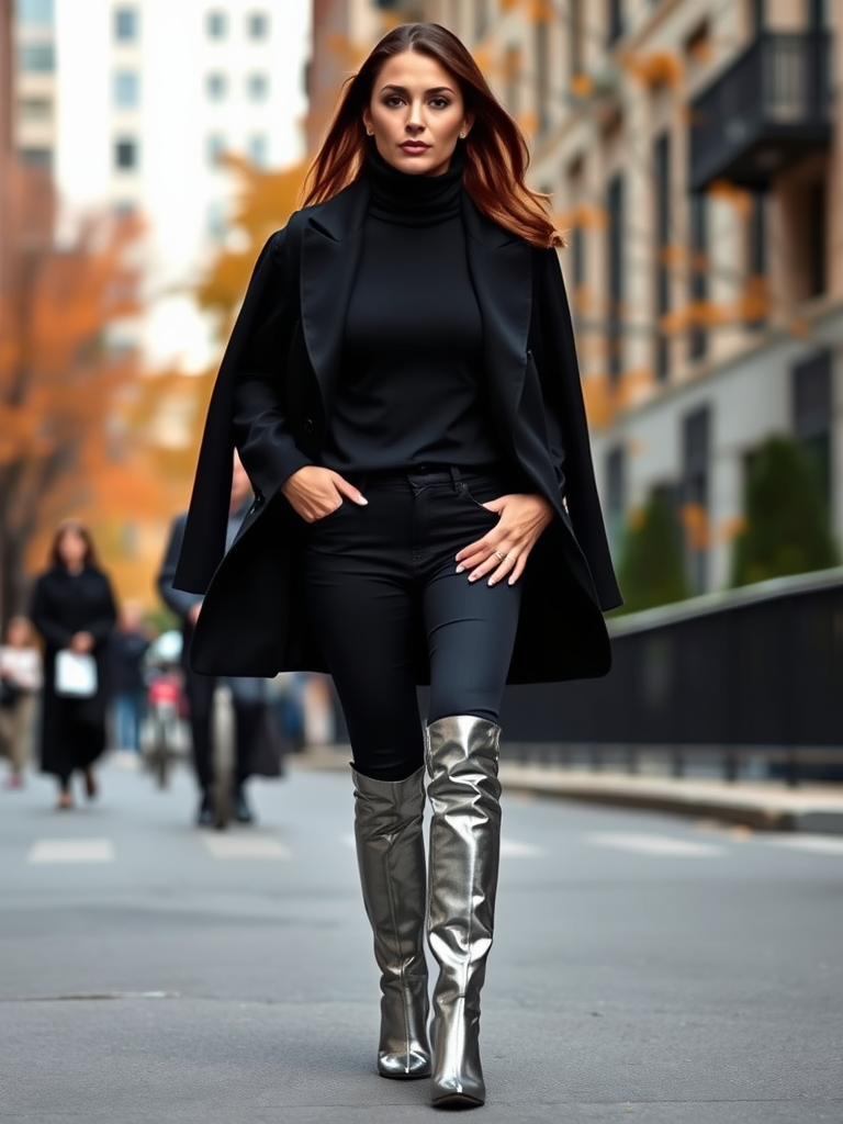 All-Black Ensemble with Statement Boots
