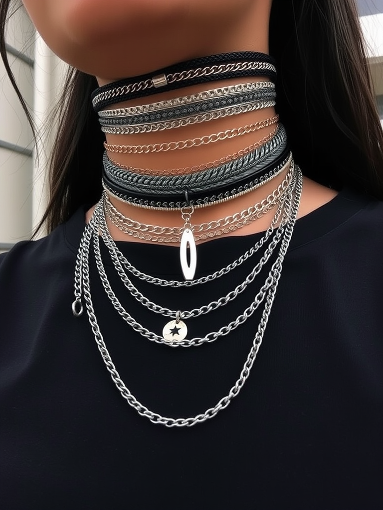 Layered Chokers and Chain Necklaces