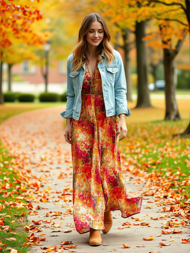 Maxi Dress and Denim Jacket
