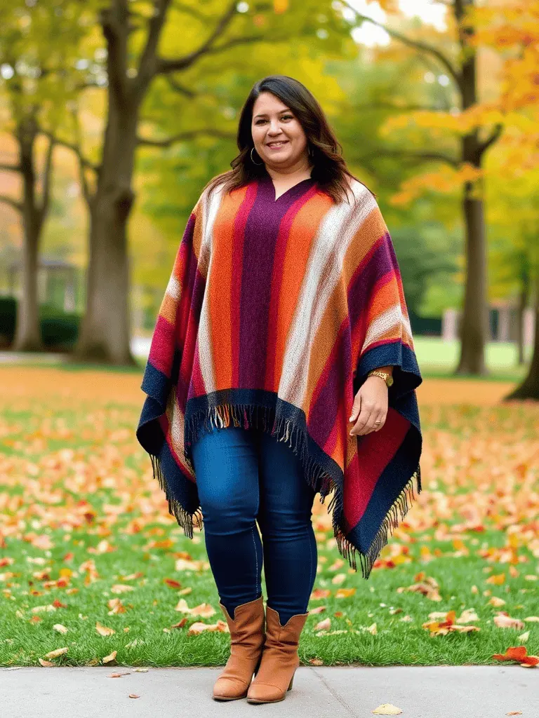 Poncho and Skinny Jeans
