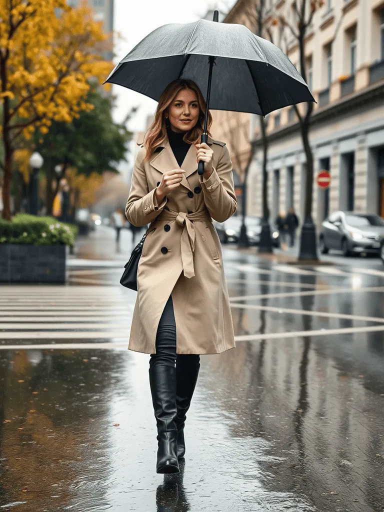 Trench Coat and Boots