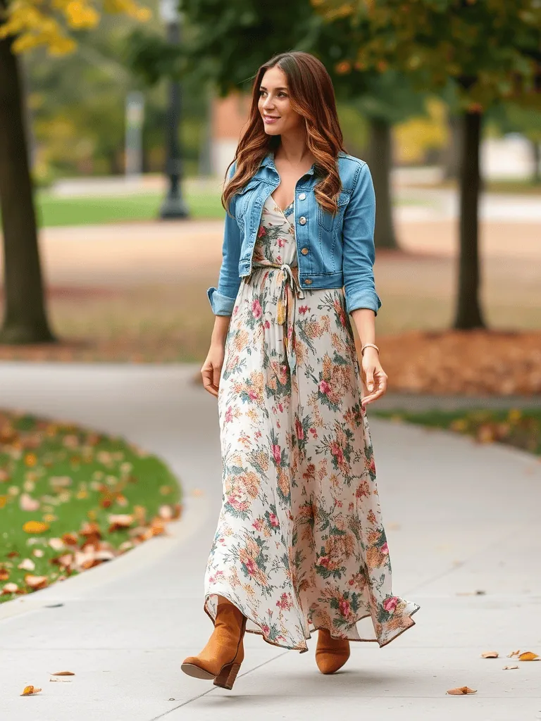 Maxi Dress and Denim Jacket