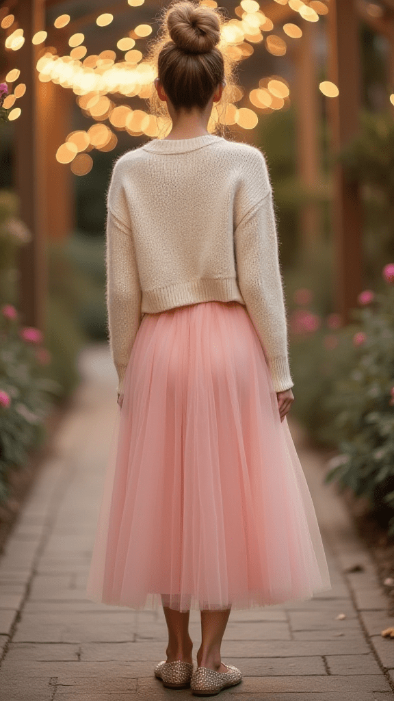 Tulle Skirt and Cropped Sweater
