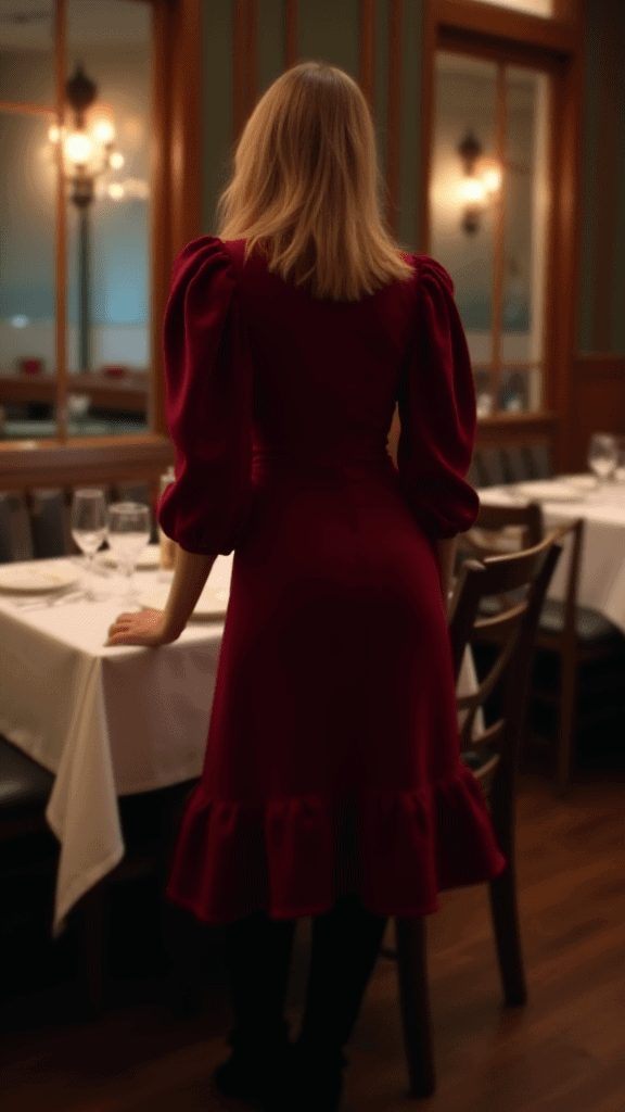 Puff-Sleeve Dress and Over-the-Knee Boots