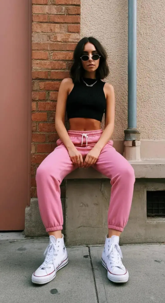 Crop Top and High-Cut Sweatpants