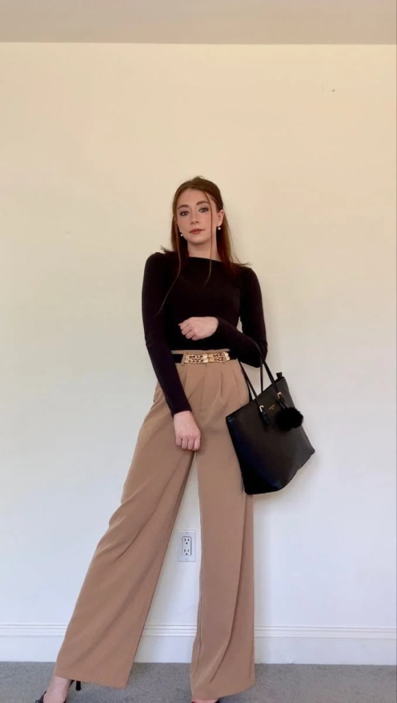 Black Crop Top with Tailored Trousers