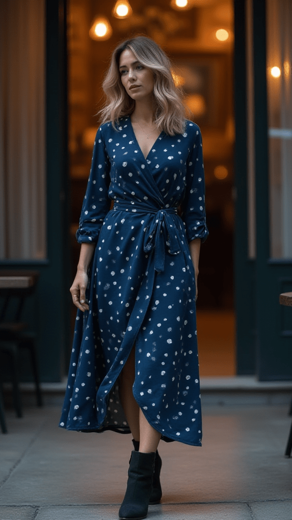 Wrap Dress and Ankle Boots