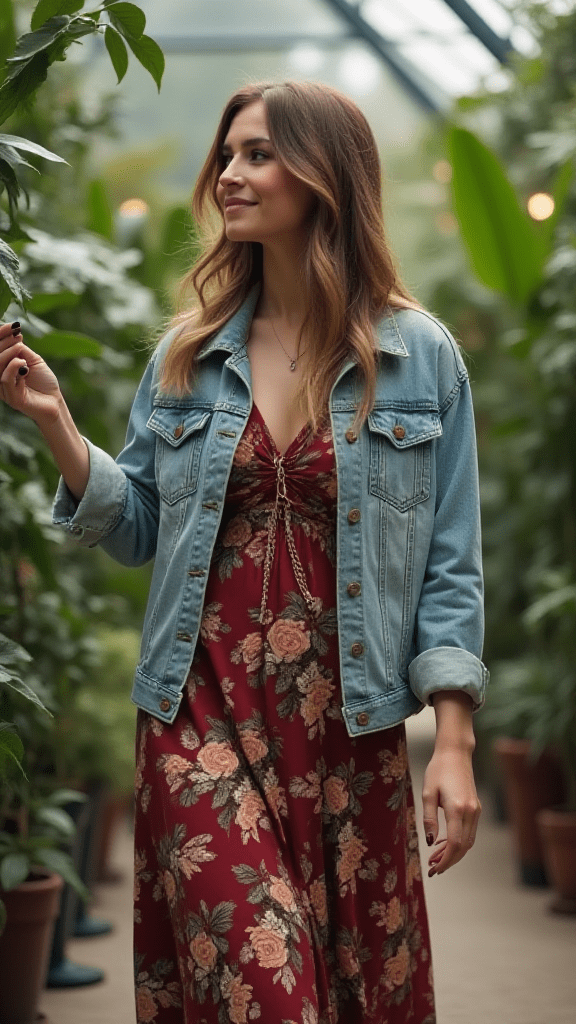 Maxi Dress and Denim Jacket
