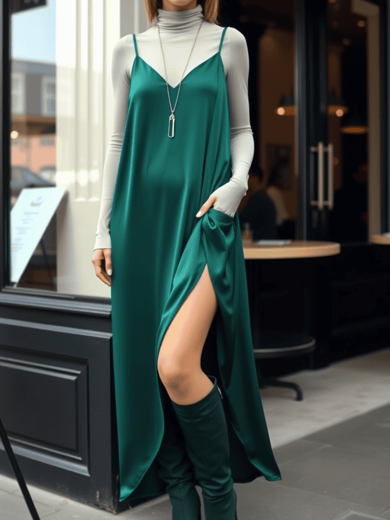 8. The “Slip Dress Layering” Look
