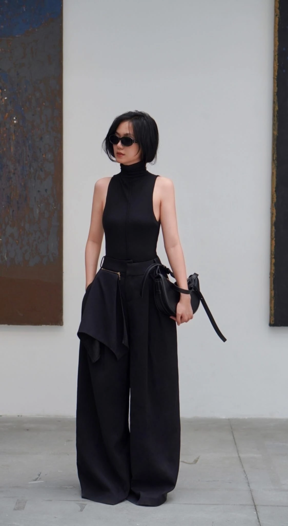 All-Black Minimalist Concert Elegance
