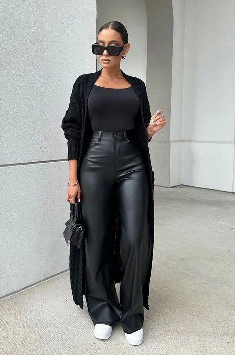 All-Black Leather Elegance with Attitude