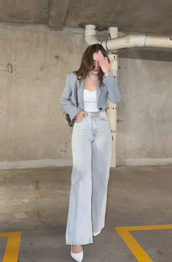 Soft Blazer and Light Denim Pairing
