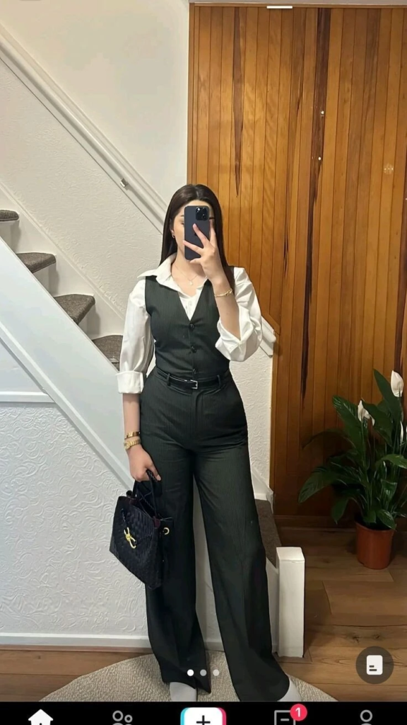 Classic Vest and Wide-Leg Trousers

