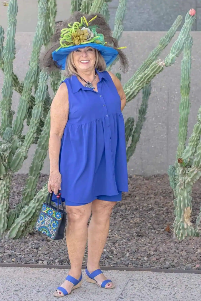 Vibrant Blue with Whimsical Hat
