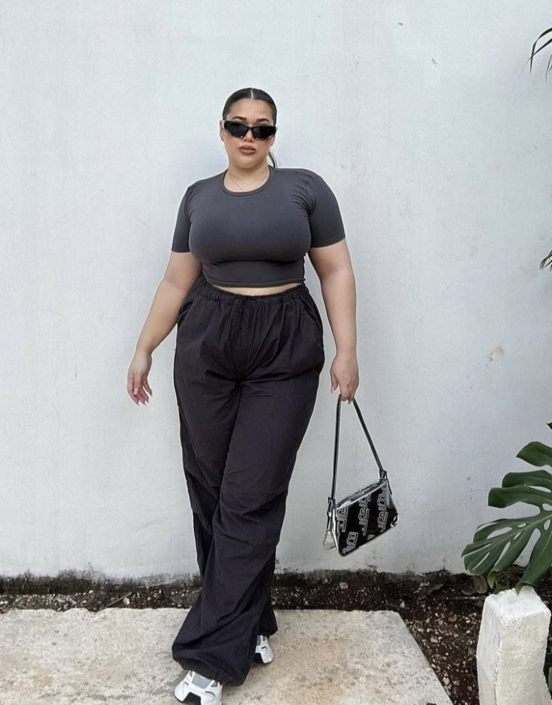 Monochrome Crop Top and Cargo Pants
