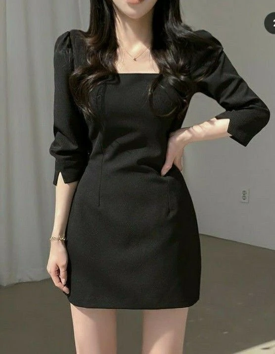 Puff-Sleeved Little Black Dress