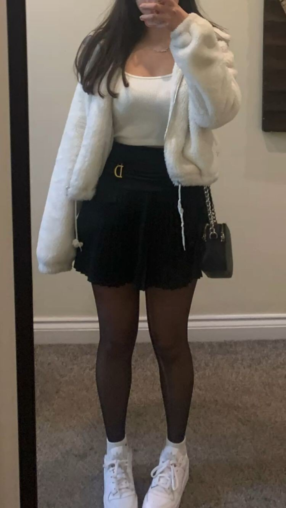 Luxe Faux Fur and Pleated Skirt
